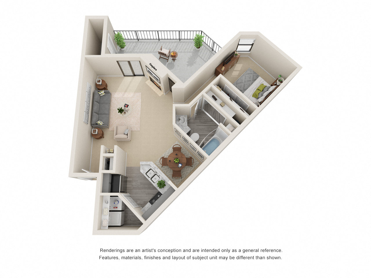 Floor plan for 1 bed, 1 bath, 831 sqft